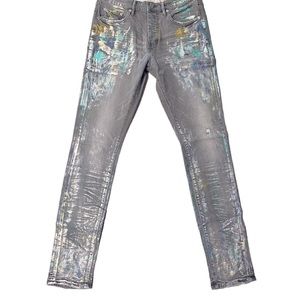 Men's Grey Purple Brand Iridescent Painter Grey Jeans
Size 40